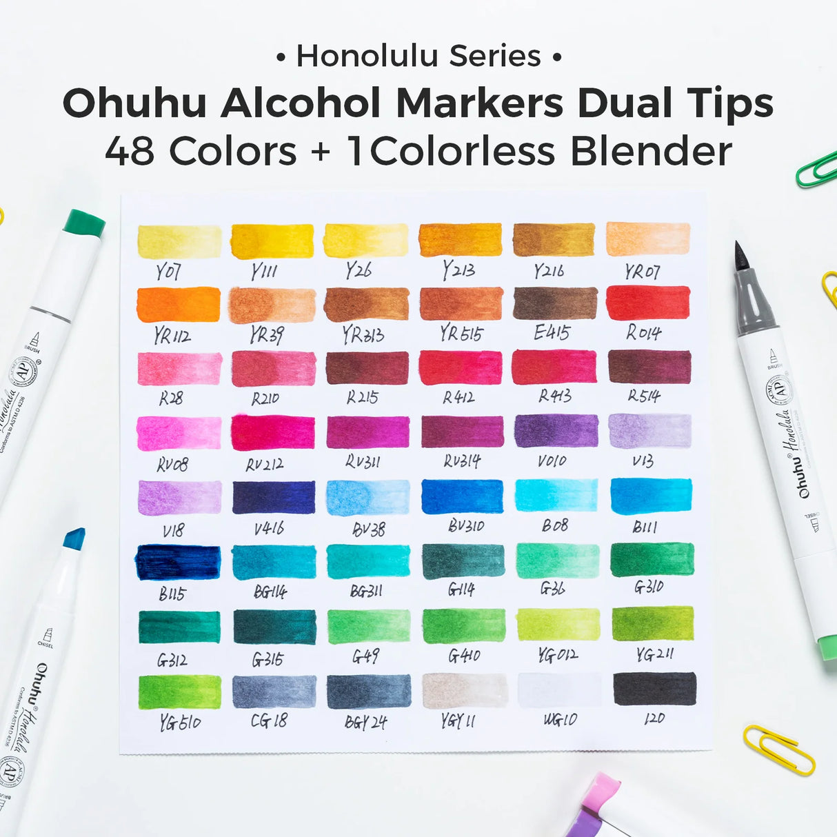 Ohuhu Honolulu 48 Classic Colours Dual Tip Alcohol Art Markers
