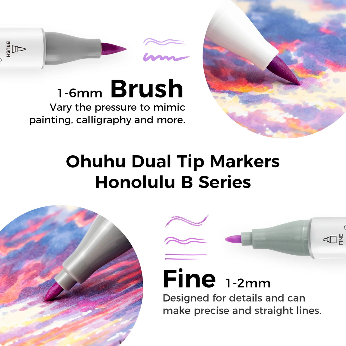 Ohuhu Honolulu B 104+1 Colourless Blender & Fine Marker Set