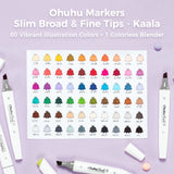 Ohuhu Kaala 60 Colours Dual Tip Alcohol Markers, Illustration Tones