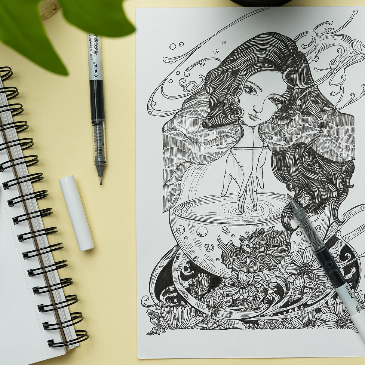 Ohuhu Kohala Liquid Fineliner Drawing Pens,9 Pack