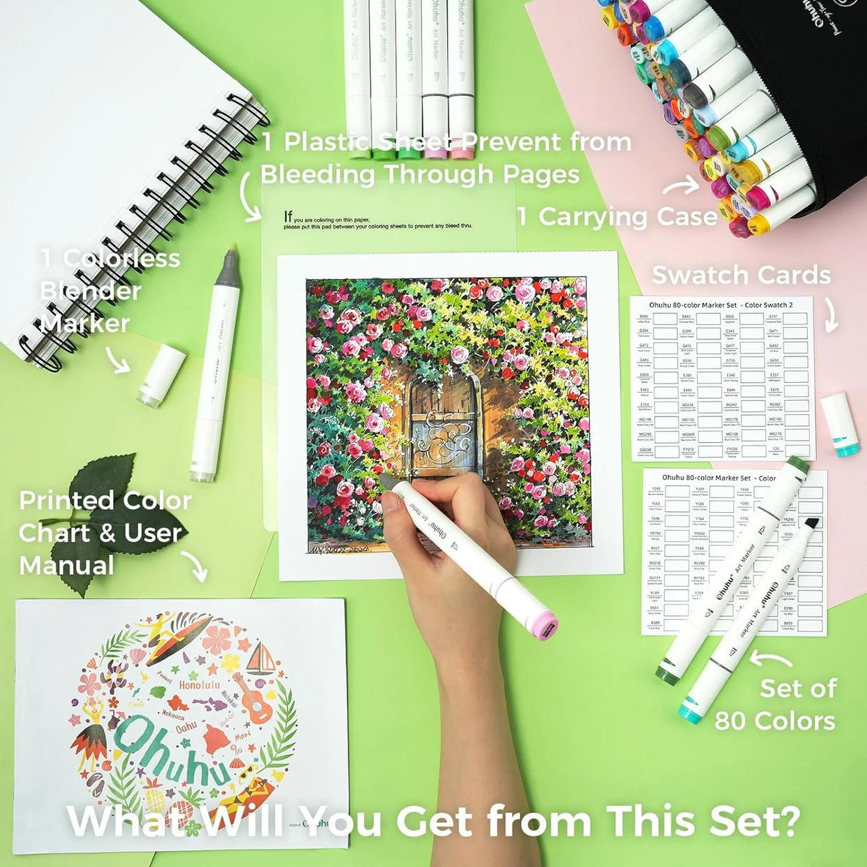 Ohuhu Oahu 80 Colours Dual Tip Alcohol Art Markers