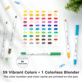 Ohuhu Pupe 60 Colours Paper-Friendly Dual Tip Water Based Art Markers