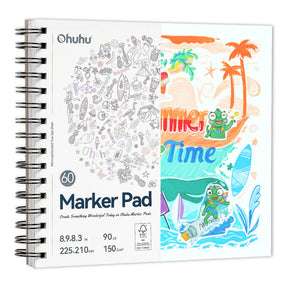 Ohuhu Spiral-bound Bleedproof Marker Pad 60 Sheets 225x210mm - Glowish