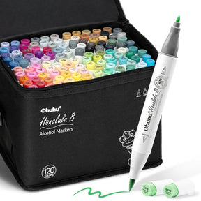 Ohuhu Honolulu B 120 Colours Brush & Fine Marker Set - Glowish