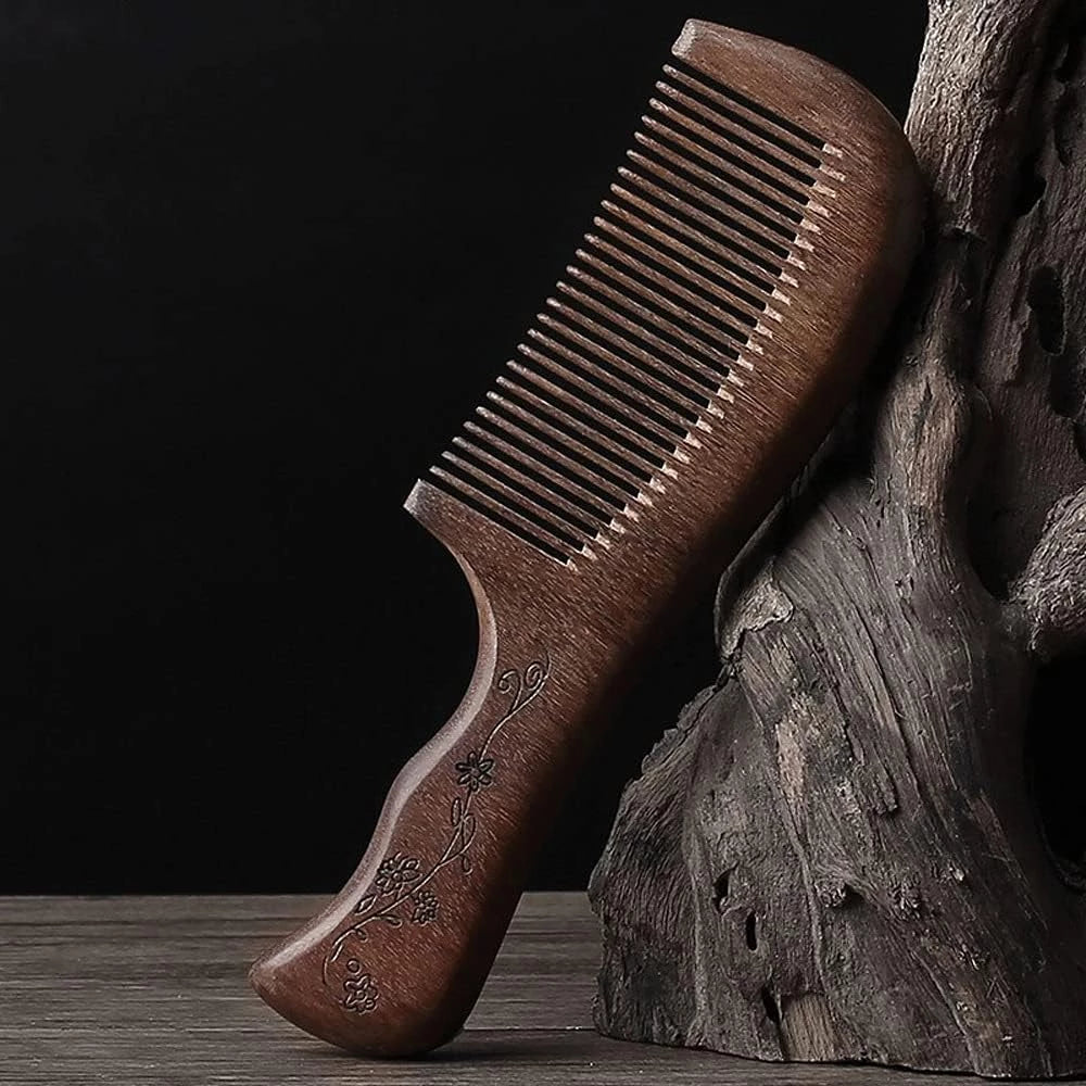 Stylish Wooden Hair Comb - 18cm Durable Handle Design - Glowish