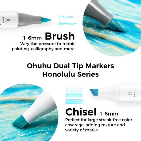 Ohuhu Honolulu 48 Blossoming Pastel alcohol markers colour palette