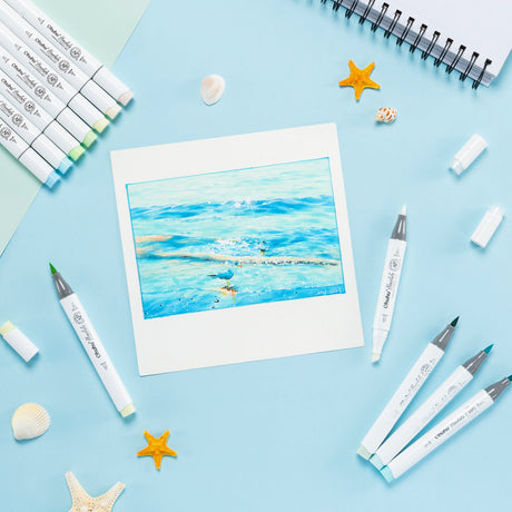 Ohuhu Honolulu 48 Blossoming Pastel alcohol markers tips detail