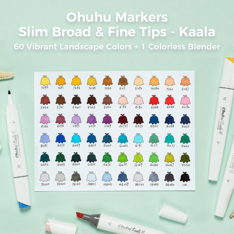 Ohuhu Kaala 60 Landscape alcohol markers colour palette