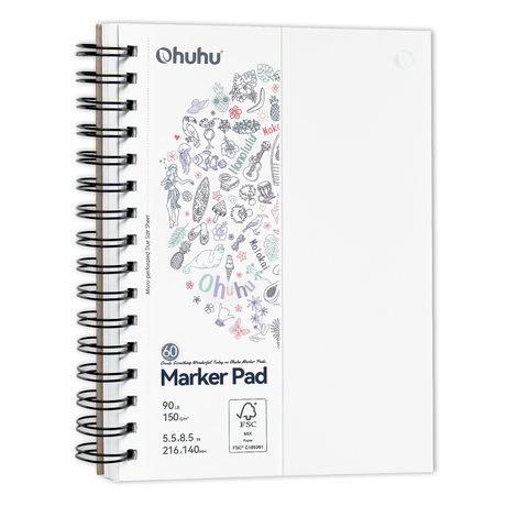 Ohuhu Marker Pad 5.5x8.5 Small 90LB 150GSM Bleedproof Double-Sided