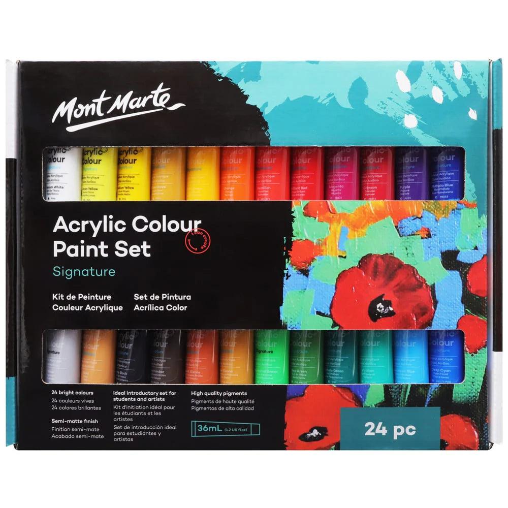 Acrylic Colour Paint Set 24pc x 36ml - Mont Marte - Glowish