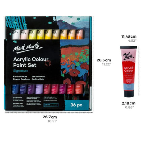 Acrylic Colour Paint Set 36pc x 36ml - Mont Marte - Glowish