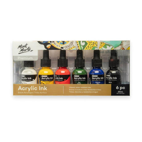 Acrylic Ink Premium 6pc x 20ml - Mont Marte - art supplies