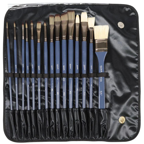 Brush Set in Magnetic Close Wallet 15pc - Mont Marte - Glowish