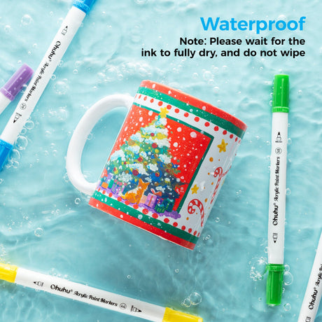 Ohuhu Akaka 72 acrylic paint markers waterproof and durable on multiple surfaces