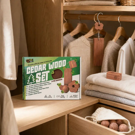 Pure Shield natural cedar wardrobe set lifestyle image