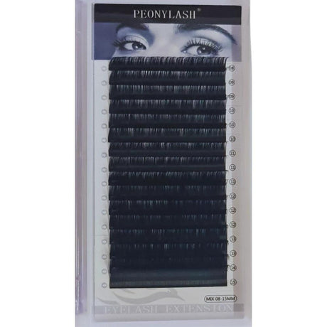 Classic Flat Black Eyelash Extensions 8-15mm 0.07-D 16 Lines - Glowish