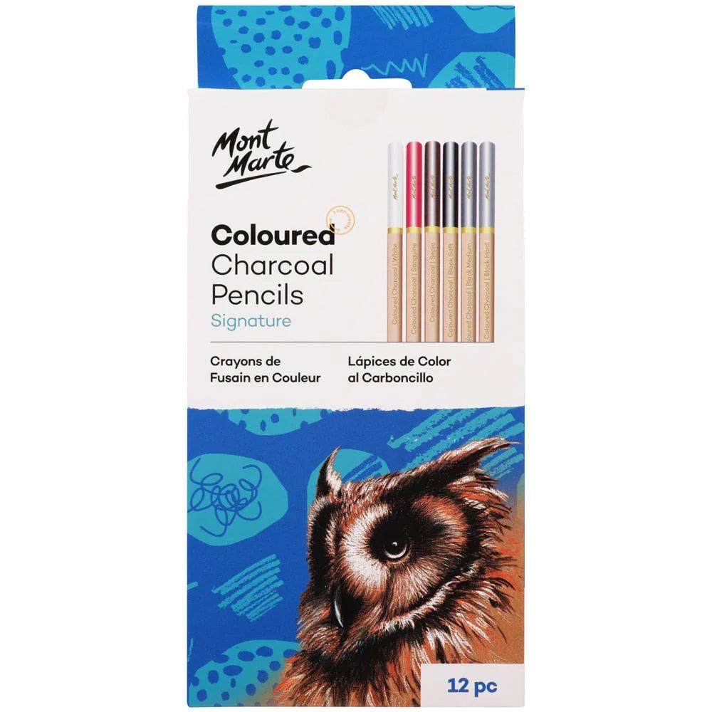 Coloured Charcoal Pencils 12pcs Mont Marte Auckland Glowish