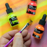 Fluoro Acrylic Ink Premium 6pc x 20ml - Mont Marte  art supplies