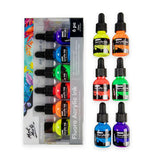 Fluoro Acrylic Ink Premium 6pc x 20ml - Mont Marte - Glowish