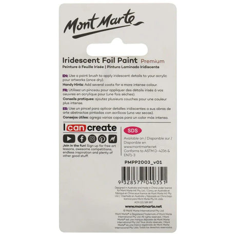 Iridescent Foil Paint Premium 20ml - Mont Marte Art and Craft Store