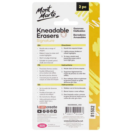 Kneadable Erasers Signature 2pc - Mont Marte - Glowish