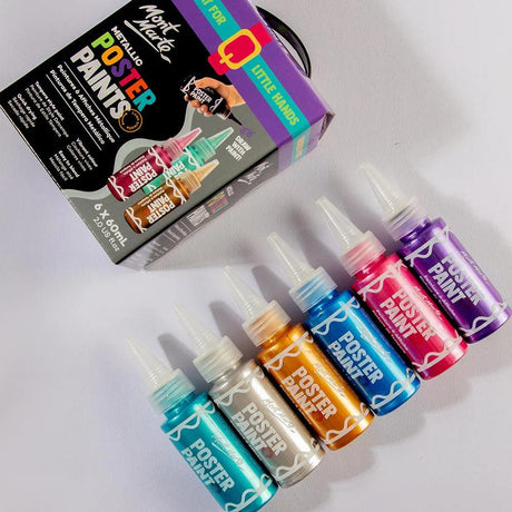 Metallic Poster Paint Set 6pc x 60ml - Mont Marte - Glowish