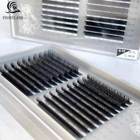 Mixed Flat Black Eyelash Extensions 8-15mm 20Lines - Glowish