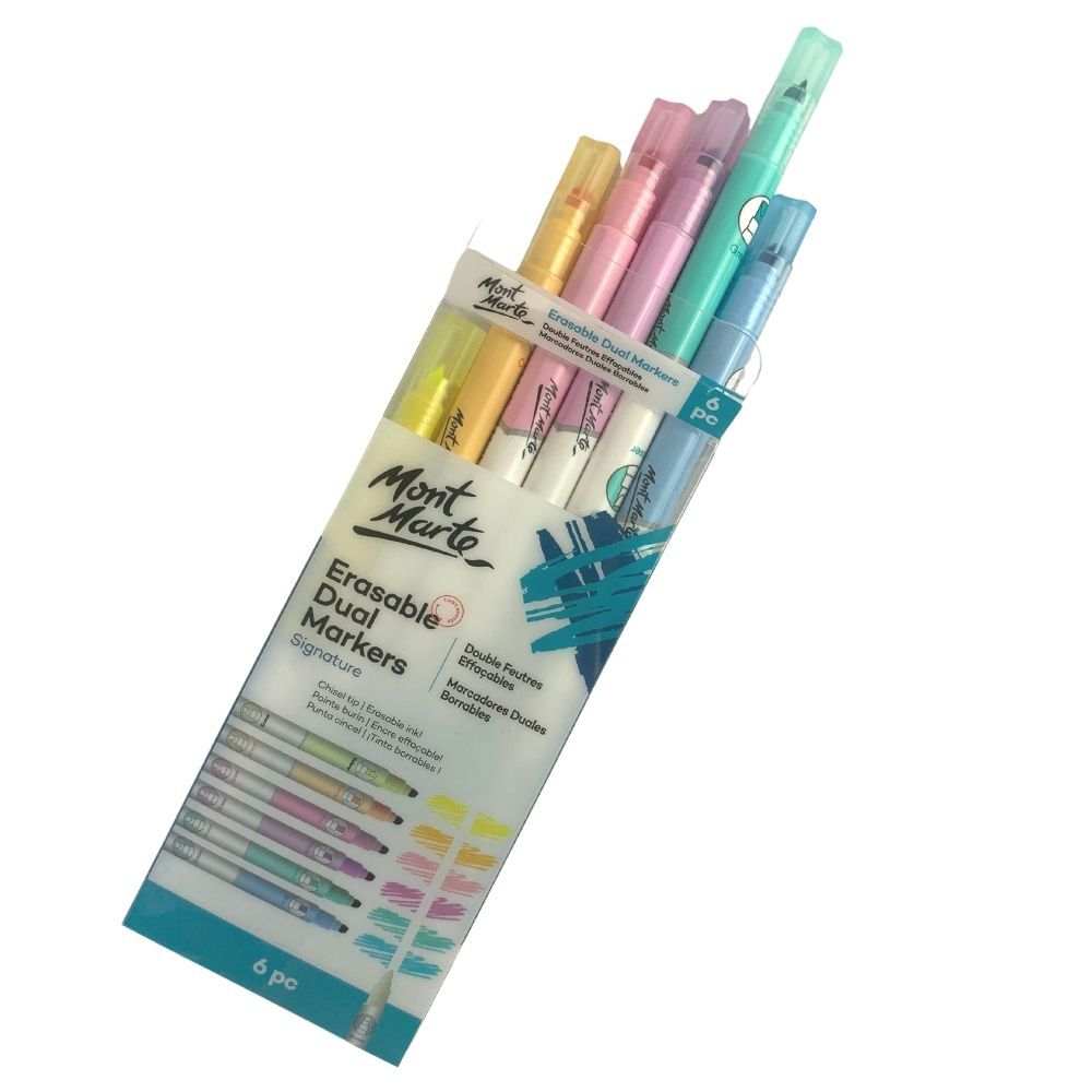 Mont Marte Erasable Dual End Markers 6pc contents