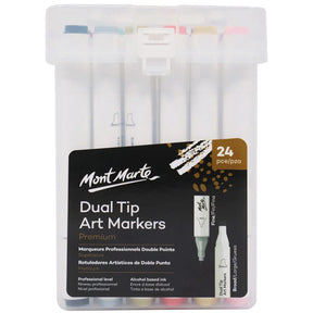 Dual Tip Art Markers in Case Premium 24pc - Mont Marte - Glowish