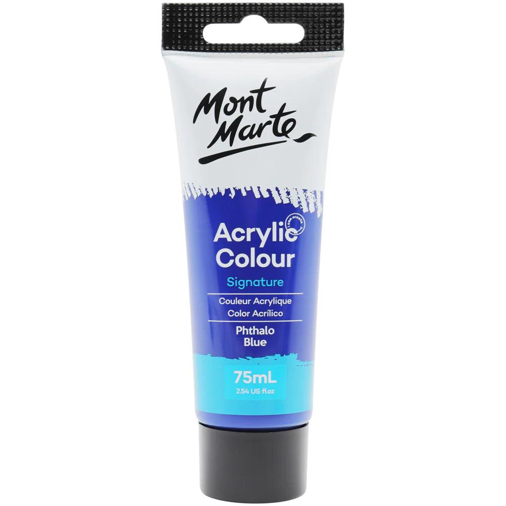 Mont Marte Studio Acrylic Paint Tube 75ml - Phthalo Blue - Glowish