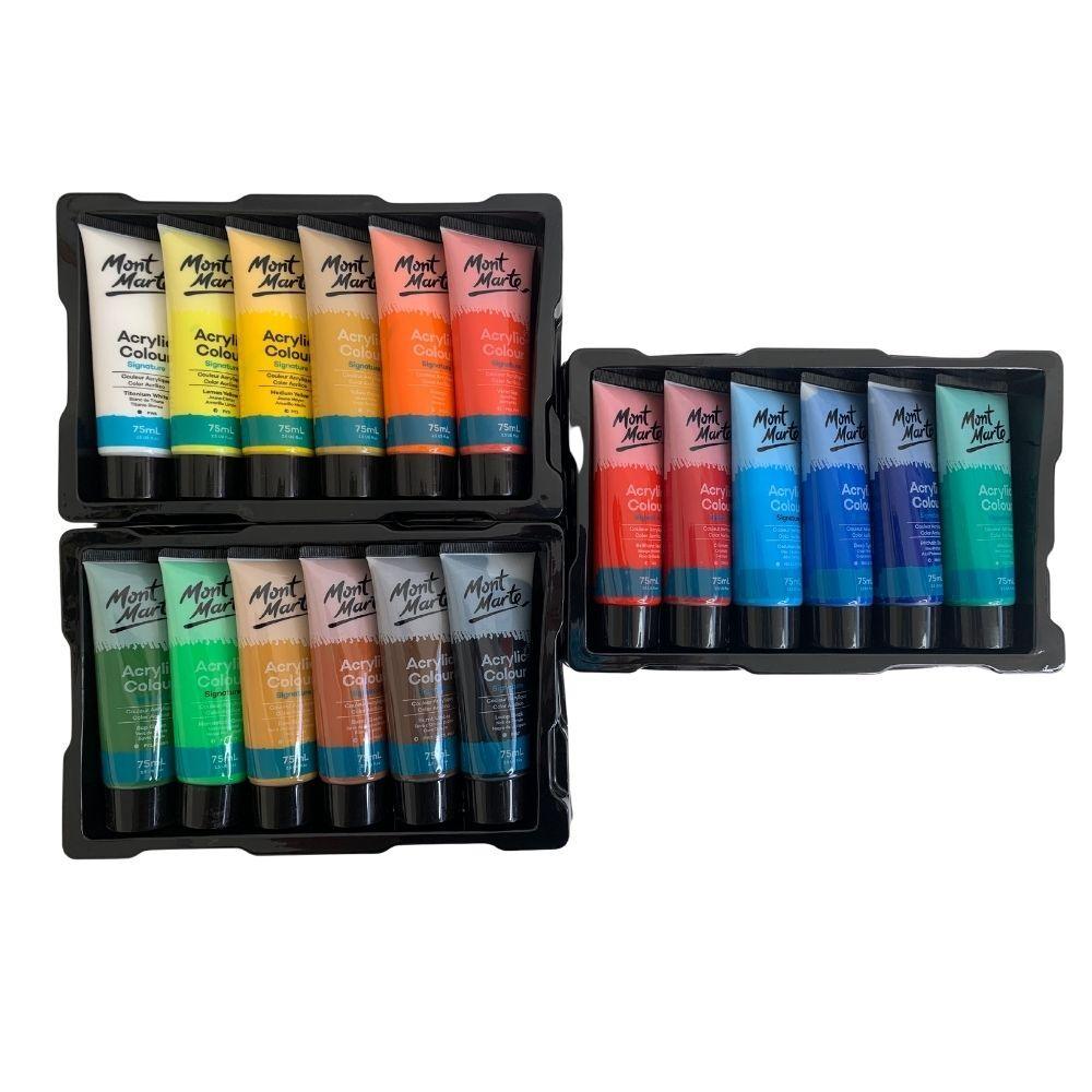 Mont Marte Acrylic Colour Paint Set 18pc x 75ml packaging detail