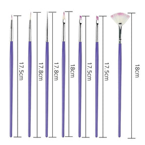 Nail Art Brush Set 7pcs - Glowish