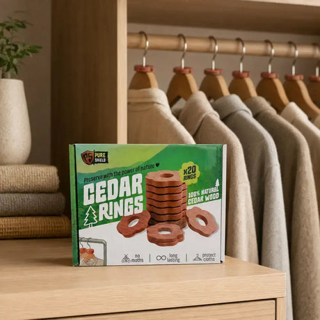 Pure Shield natural cedar rings 20 pack lifestyle image