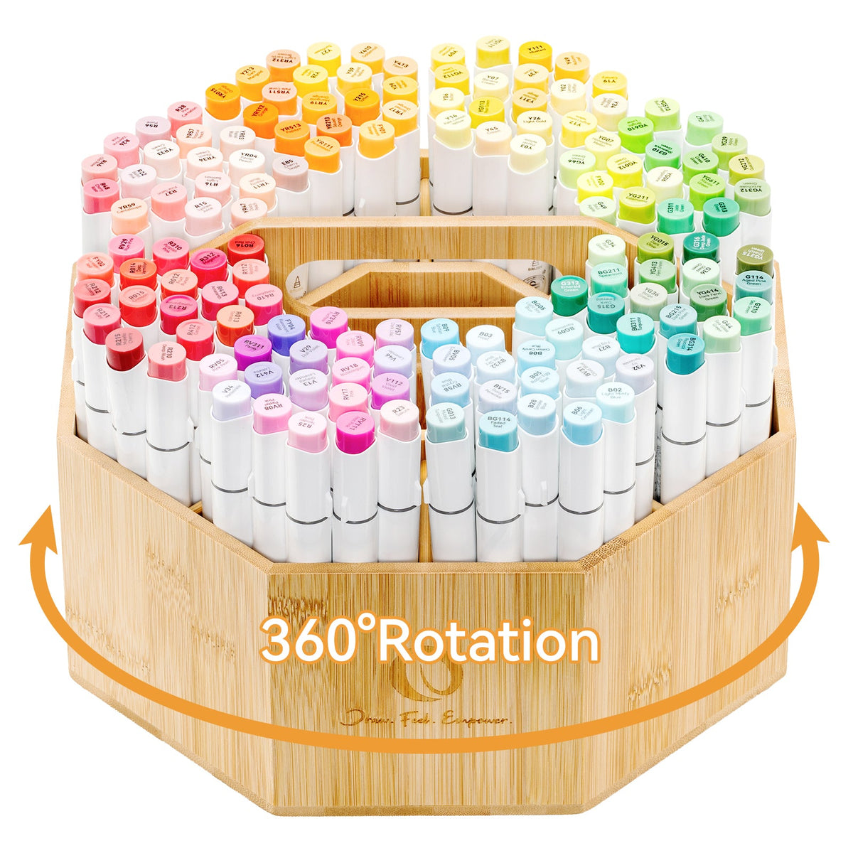 Ohuhu 360-degree rotating bamboo marker organizer