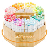 Ohuhu 360-degree rotating bamboo marker organizer