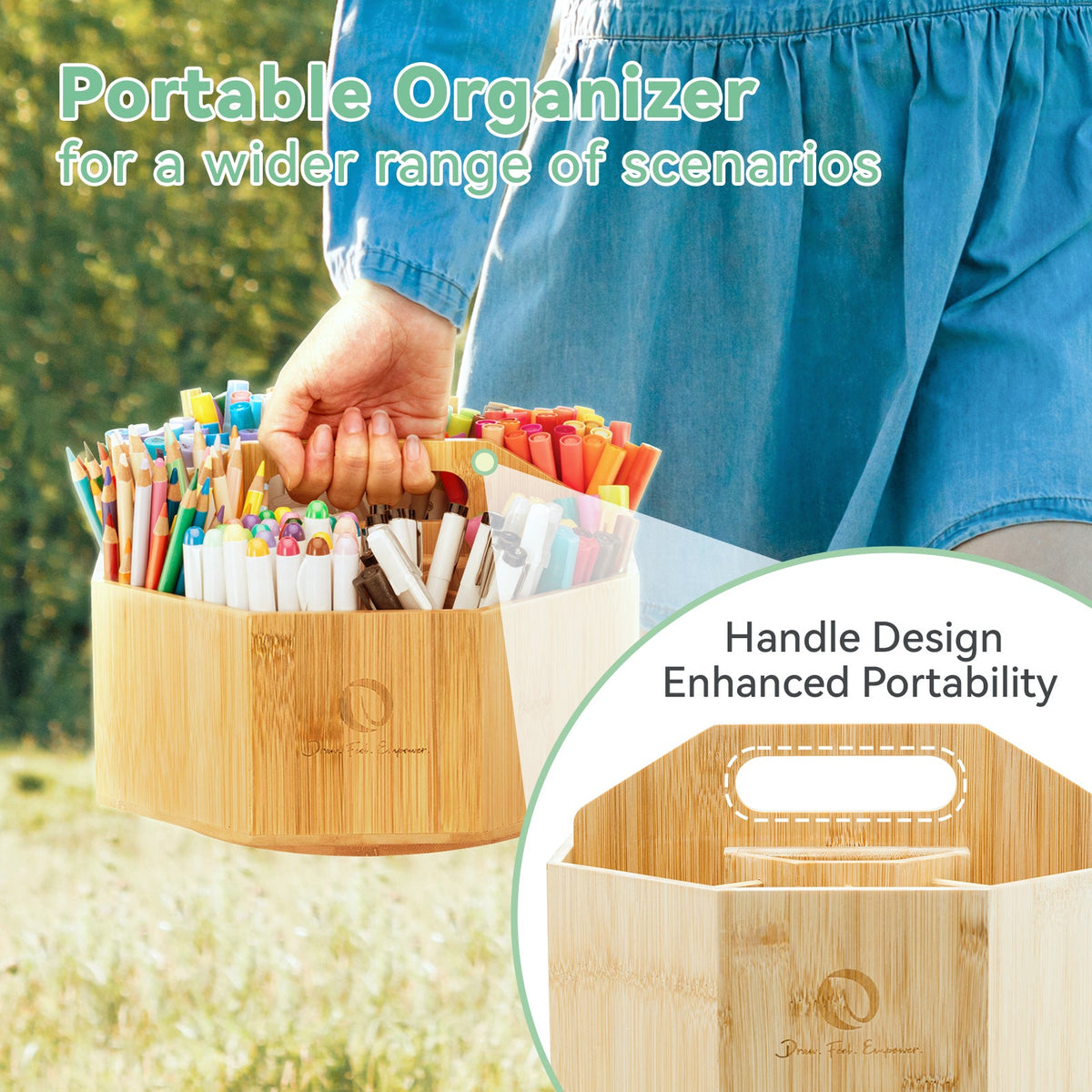 Ohuhu rotating bamboo marker organizer feature 5