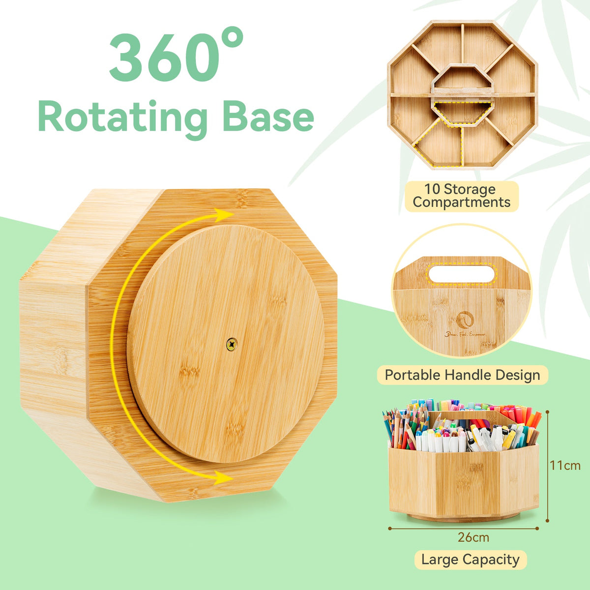 Ohuhu rotating bamboo marker organizer feature 8