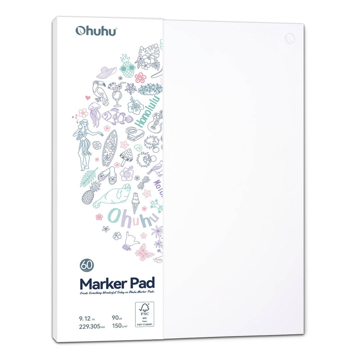 Ohuhu Marker Pad 9x12 120LB 200GSM Bleedproof Double-Sided