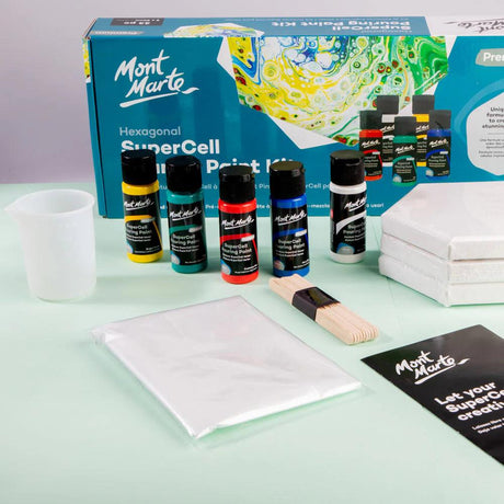 SuperCell Pouring Paint Kit Premium 23pc - Mont Marte - Glowish