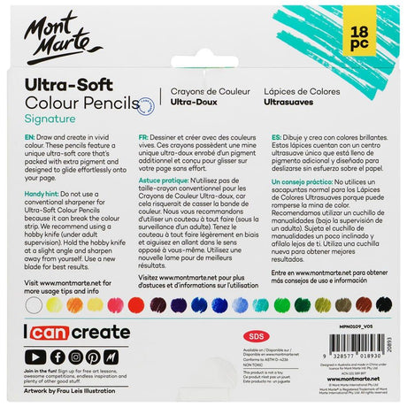 Ultra-Soft Colour Pencils 18pc - Mont Marte - Glowish