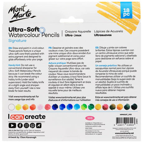 Ultra-Soft Watercolour Pencils 18pc - Mont Marte - Glowish