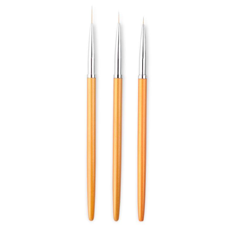 3Pcs Gold Nail Art Lines Painting Pen Brushes - Glowish