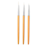 3Pcs Gold Nail Art Lines Painting Pen Brushes - Glowish