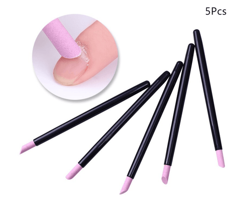 5pcs Professional Nail Art Pusher Black Quartz Head Scrubs Stone Cuticle Stick - Glowish