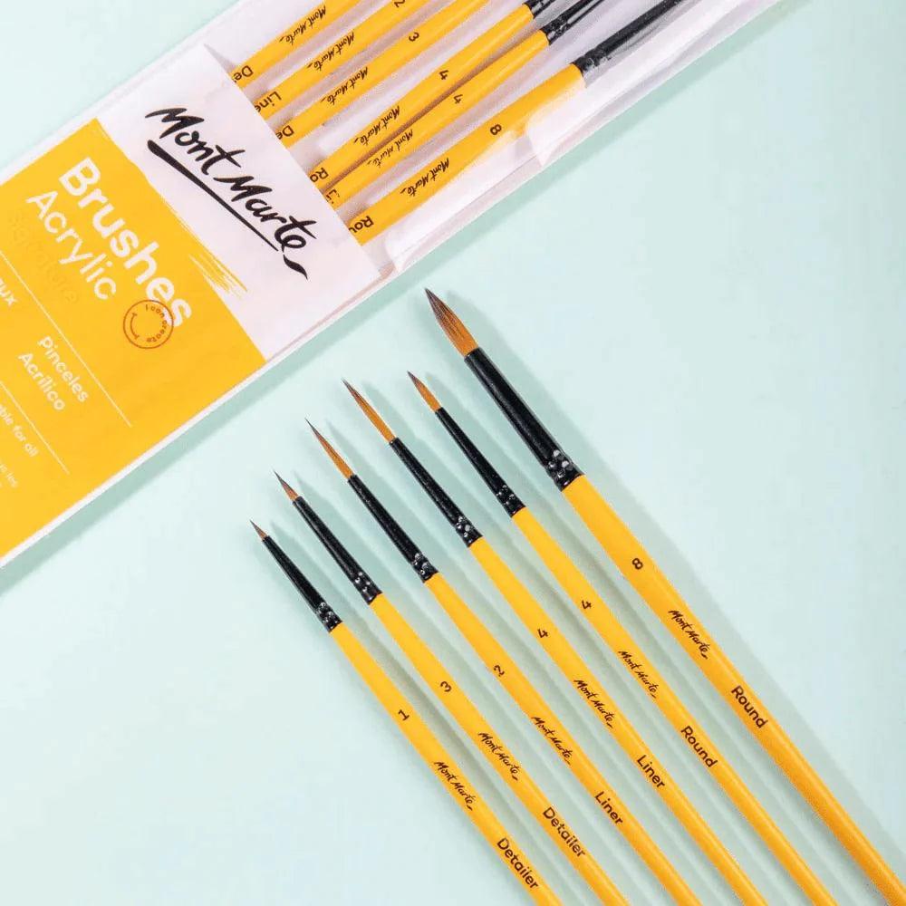 Acrylic Brushes Signature 6pc Set - Mont Marte - Glowish