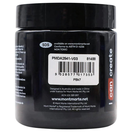 Dimension Acrylic Paint 250ml Pot - Lamp Black - Mont Marte - Glowish