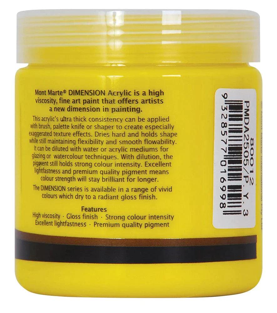 Dimension Acrylic Paint 250ml Pot - Lemon Yellow - Mont Marte - Glowish