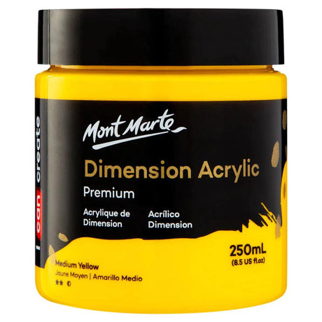 Dimension Acrylic Paint 250ml Pot - Medium Yellow - Mont Marte - Glowish