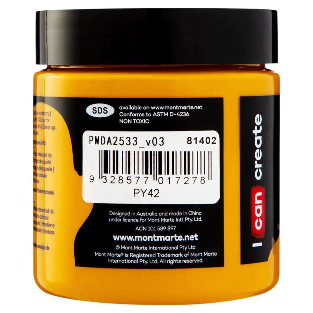 Dimension Acrylic Paint 250ml Pot - Yellow Ochre - Mont Marte - Glowish