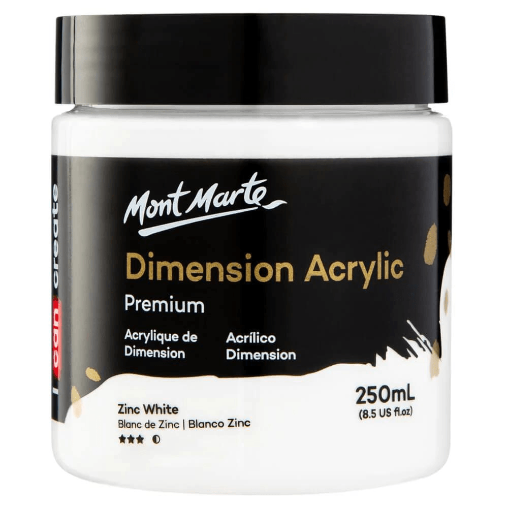 Dimension Acrylic Premium 250ml (8.5 US fl.oz) - Zinc White - Mont Marte - Glowish